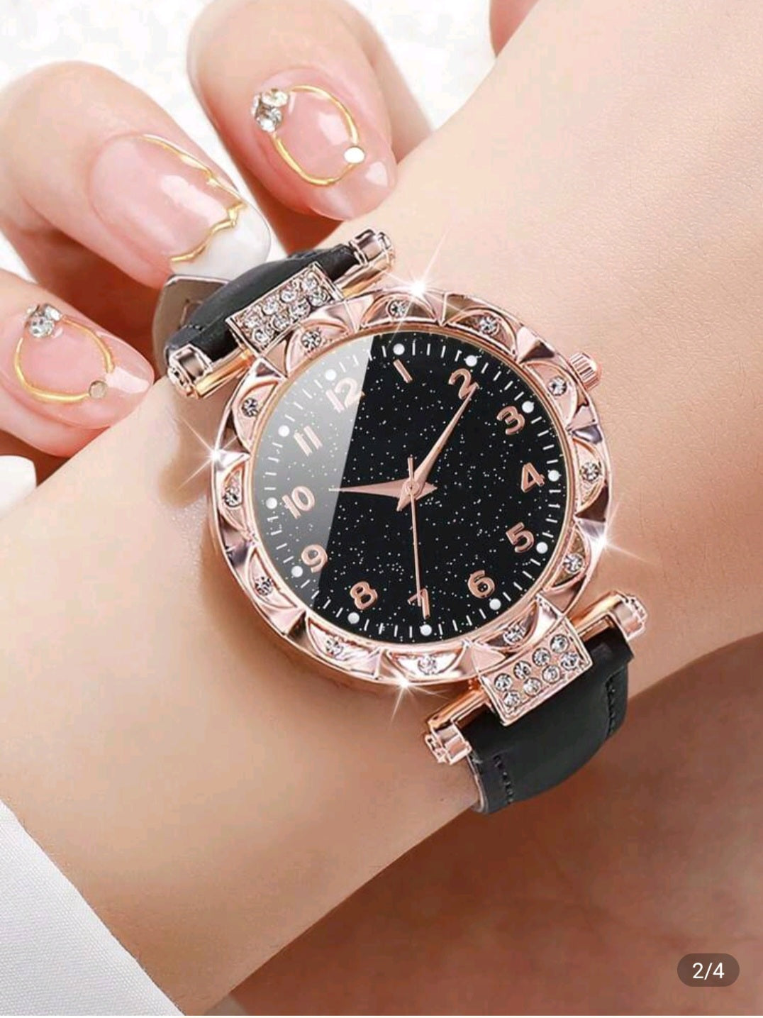 Ladies Black/Rose Gold Watch