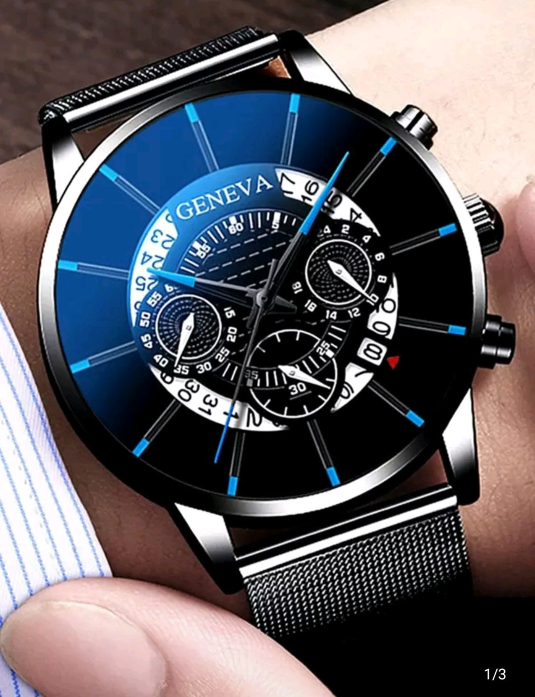 Geneva Watch-Mesh Strap/Black